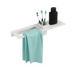 Fossa Classic Ceramic Sink Organizer with Towel Ring & Brush Holder – Multi-Functional Wall Mounted Bathroom Rack | Rust & Fade Proof, Space-Saving Ceramic Holder | White (Glossy Finish) - Fossa Home 