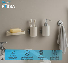 Fossa Classic Ceramic Soap Dish for Bathroom & Kitchen Wall Mounted Soap Dish Holder with Anti-Rust Coating, Anti-Slip Grip, Bathroom Soap Holder, Kitchen Soap Dish, Soap Stand (Ivory) - Fossa Home 