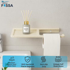 Fossa Classic Ceramic Toilet Paper Holder with Mobile Stand| No Sharp Edge, Safe for Children, Hard Water Resistant, Rust & Fade Proof, Anti-Bacterial Toilet Holder Glossy Finish (Ivory) - Fossa Home 