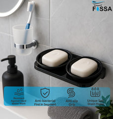 semi-ceramic soap dish, double soap dish, bathroom soap stand, durable soap dish, stylish bathroom accessory, water-resistant soap dish, modern soap holder, bathroom accessories, toothbrush holder, ceramic toothbrush stand, shower rack organizer, sink rack for soap, toilet accessory holder, bathroom decor, ceramic storage solution, toilet paper holder, ceramic towel rack, soap drying rack, ceramic sink tray, white bathroom accessories, portable bathroom organizer, luxury soap tray