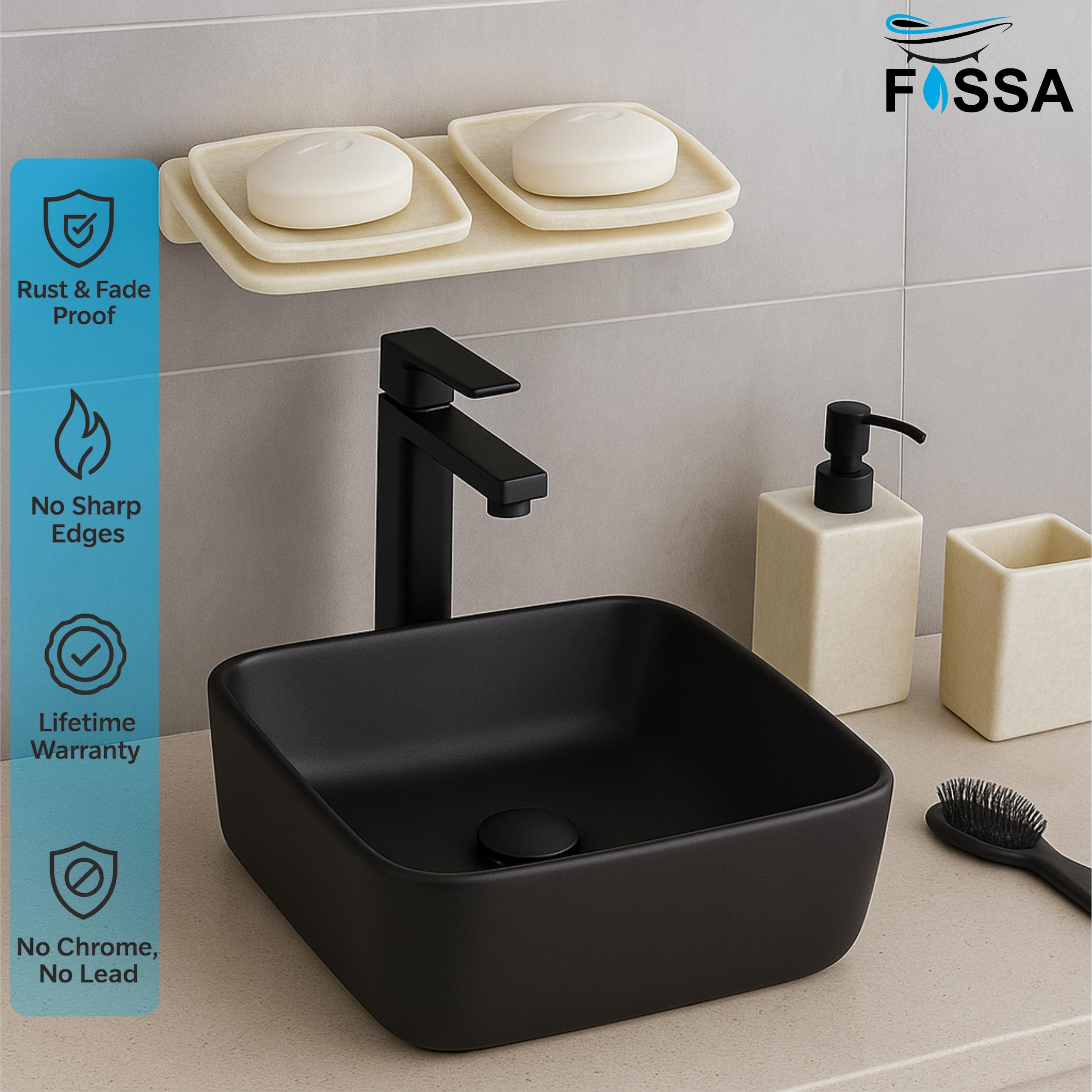 Fossa Classic Ceramic Unbreakable Wall Mounted Double Soap Dish for Bathroom – Soap Holder with Self-Drain, Rust-Proof & Space-Saving Design | Modern Bathroom Accessories – Ivory (Glossy Finish) - Fossa Home 