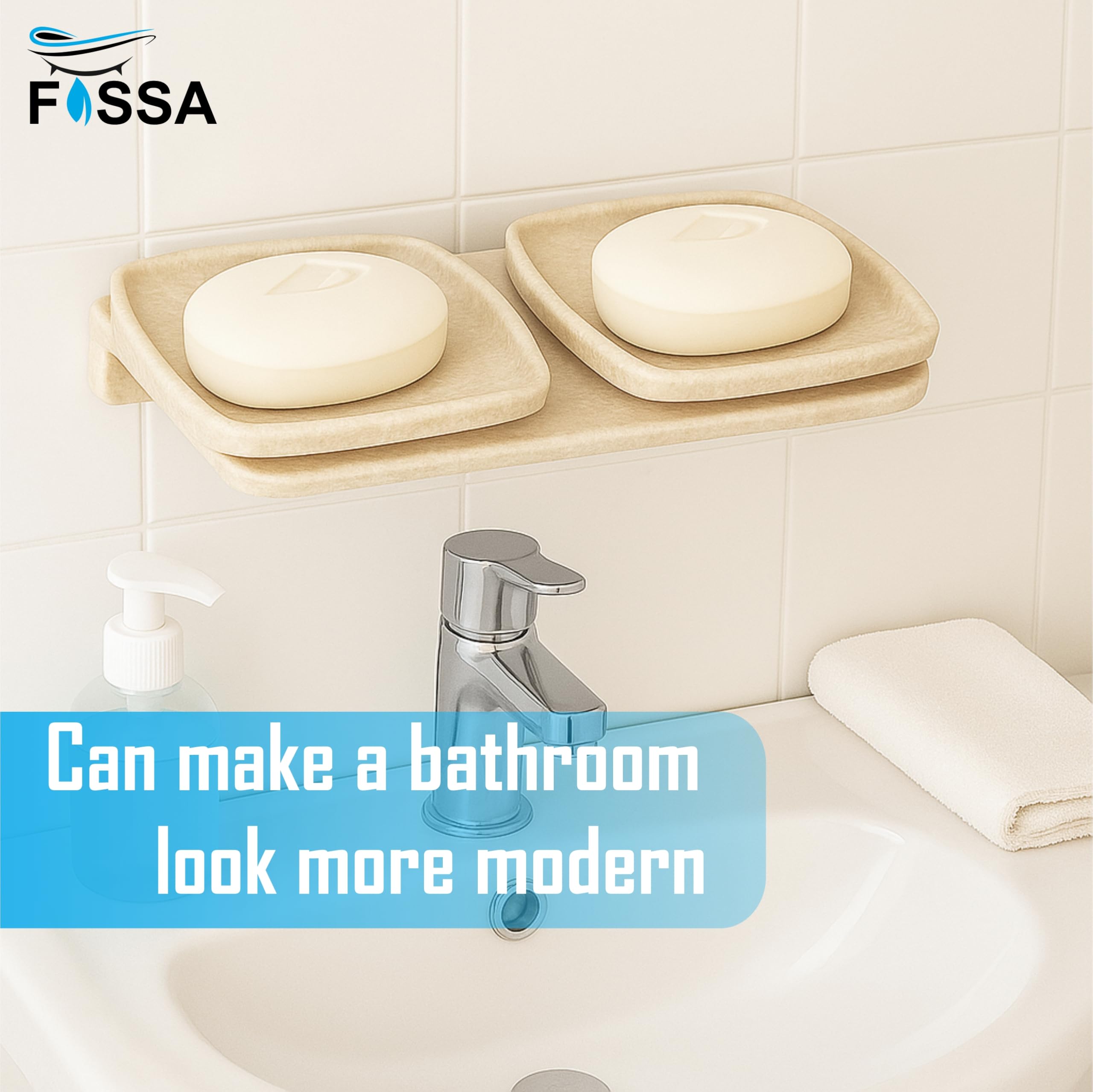 Fossa Classic Ceramic Unbreakable Wall Mounted Double Soap Dish for Bathroom – Soap Holder with Self-Drain, Rust-Proof & Space-Saving Design | Modern Bathroom Accessories – Ivory (Glossy Finish) - Fossa Home 