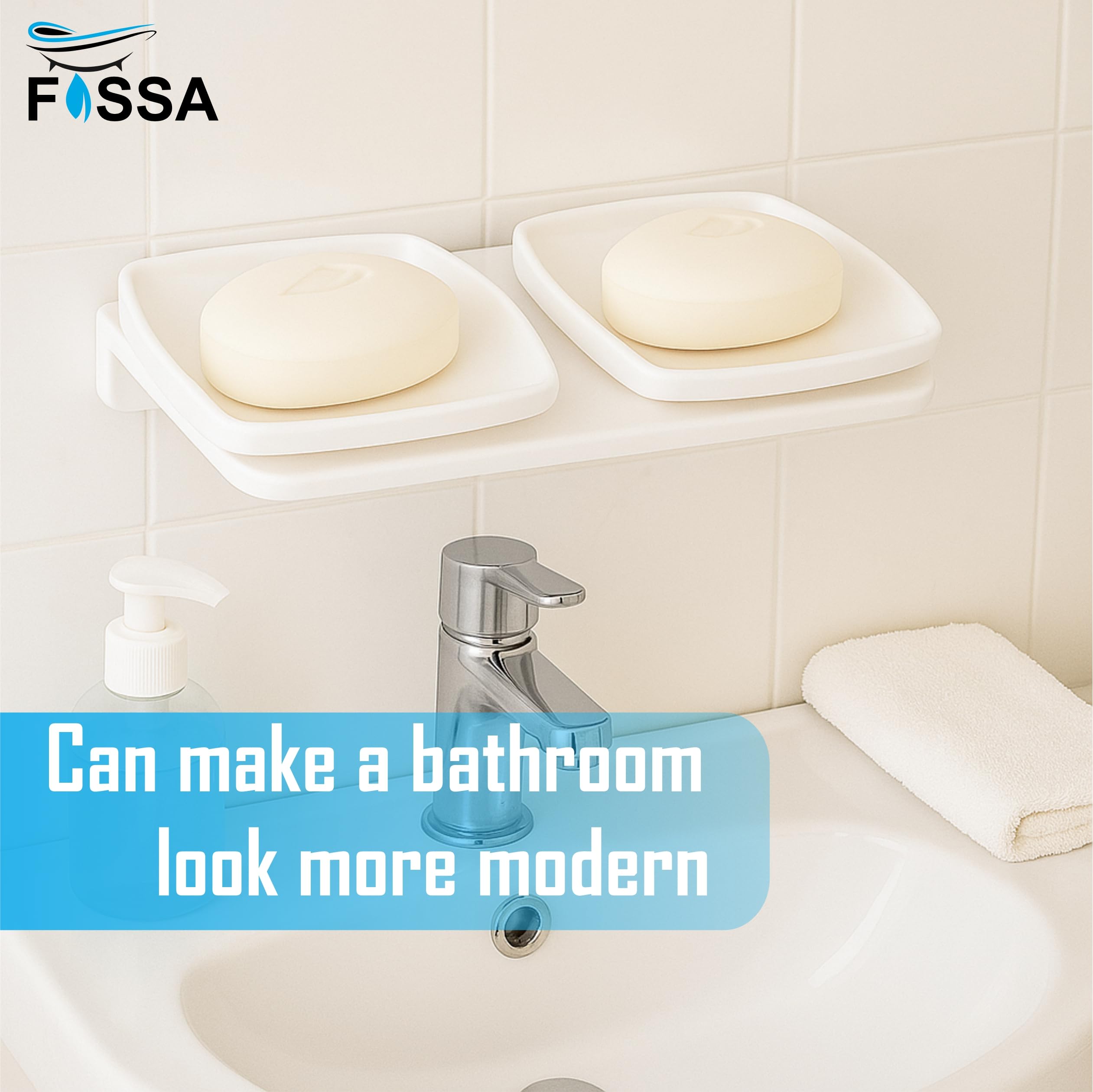 Fossa Classic Ceramic Unbreakable Wall Mounted Double Soap Dish for Bathroom – Soap Holder with Self-Drain, Rust-Proof & Space-Saving Design | Modern Bathroom Accessories – white (Glossy Finish) - Fossa Home 
