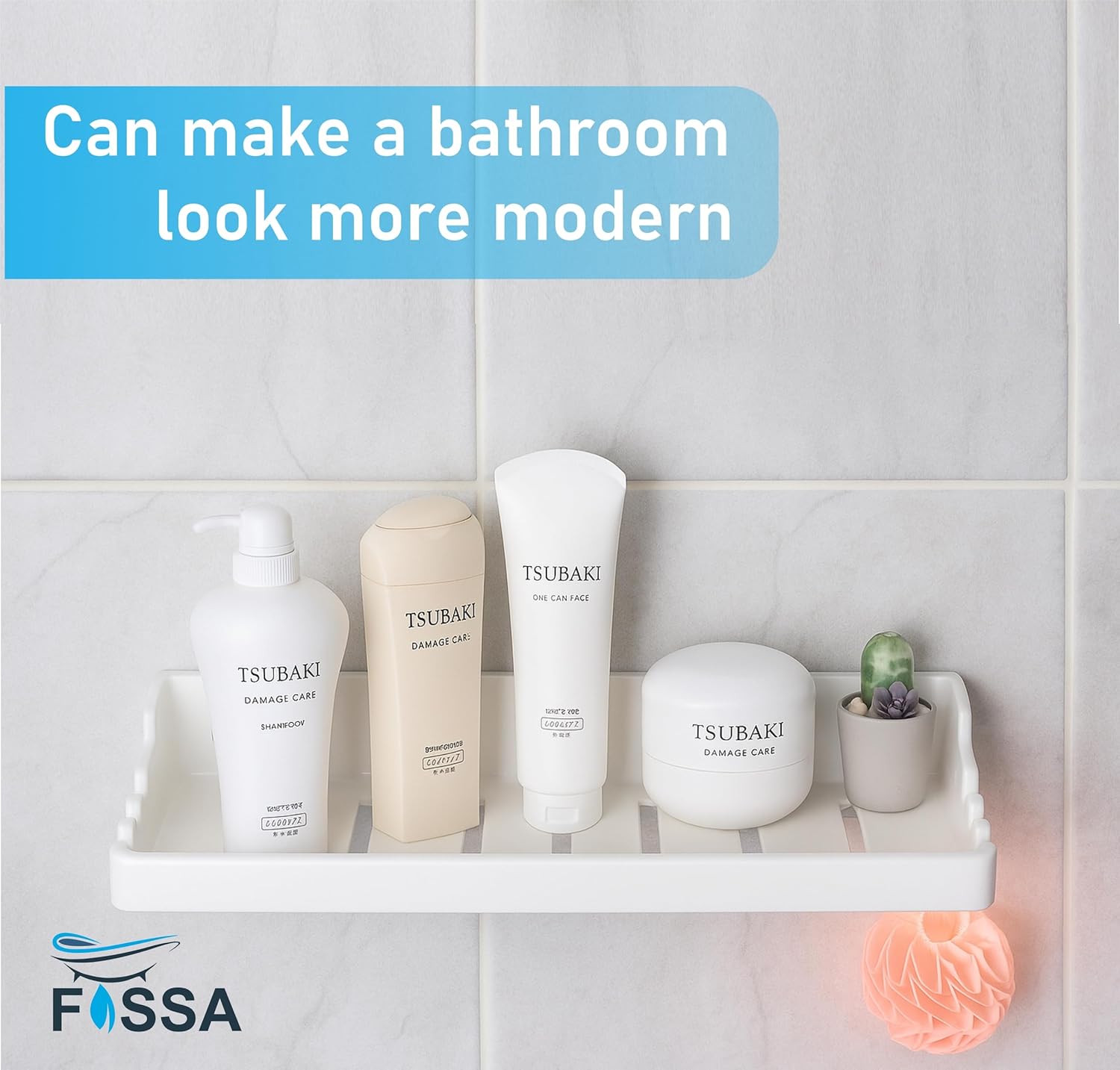 Fossa Classic Ceramic Wall Mounted Shower Shelf Rack – Anti-Slip & Bacteria-Resistant Organizer for Bathroom Storage | Multi-Soap Shower Holder | White (Glossy Finish) - Fossa Home 