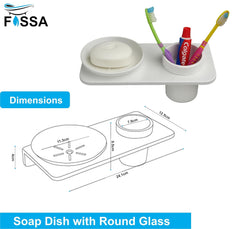 Fossa Classic Ceramic Wall Mounted Soap Dish with Toothbrush Holder – Compact Bathroom, Anti-Bacterial, Rust & Fade Proof | Modern Soap Holder & Accessories for Daily Use | White (Glossy Finish) - Fossa Home 
