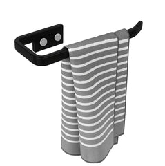 Fossa Classic Unbreakable Wall Mounted Ceramic Napkin Ring & Towel Holder for Bathroom & Kitchen – Space-Saving, Anti-Rust Towel Hanger | Stylish Bathroom Accessory – Black (Glossy Finish) - Fossa Home 