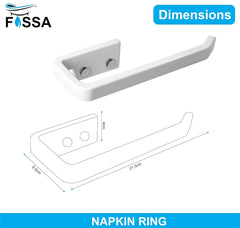 Fossa Classic Unbreakable Wall Mounted Ceramic Napkin Ring & Towel Holder for Bathroom & Kitchen – Space-Saving, Anti-Rust Towel Hanger | Stylish Bathroom Accessory – White (Glossy Finish) - Fossa Home 