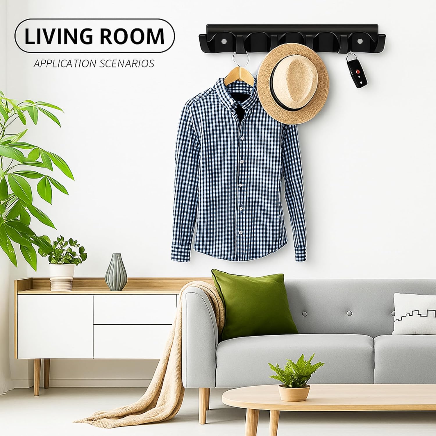 FOSSA Classy Ceramic Cloth Hanger – Stylish Wall Mounted Hook Rack with 6 Curved Hooks for Bathroom & Living Spaces Black (Glossy Finish) - Fossa Home 