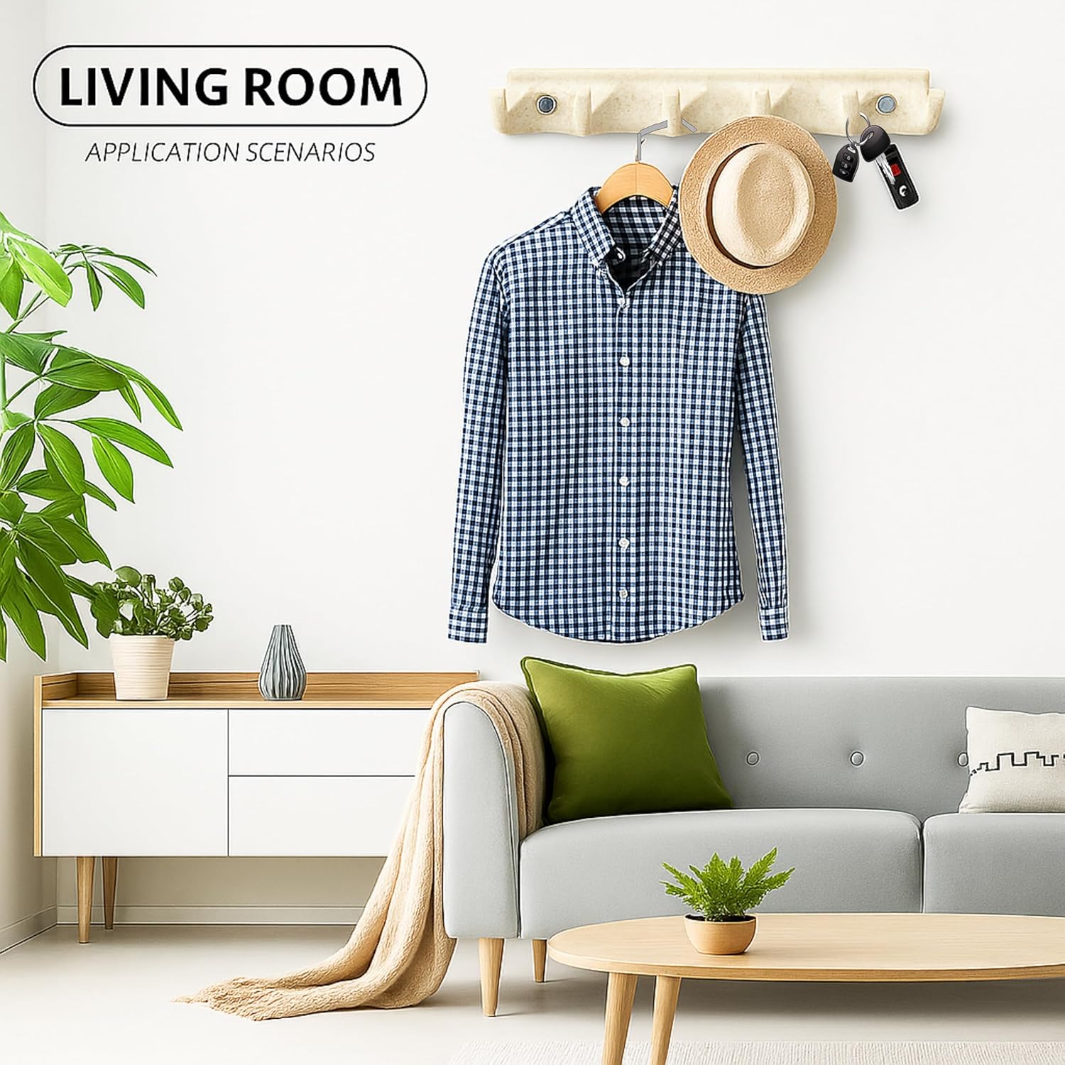 FOSSA Classy Ceramic Cloth Hanger – Stylish Wall Mounted Hook Rack with 6 Curved Hooks for Bathroom & Living Spaces (Cream) - Fossa Home 