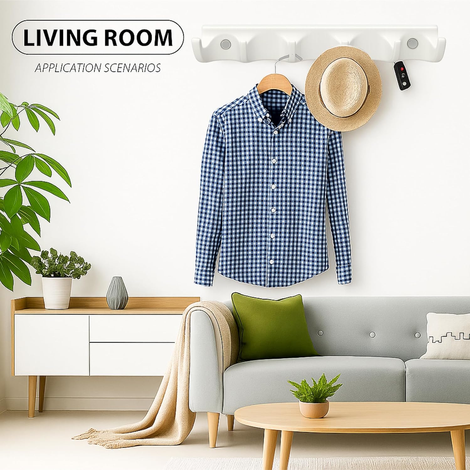 FOSSA Classy Ceramic Cloth Hanger – Stylish Wall Mounted Hook Rack with 6 Curved Hooks for Bathroom & Living Spaces White (Glossy Finish) - Fossa Home 