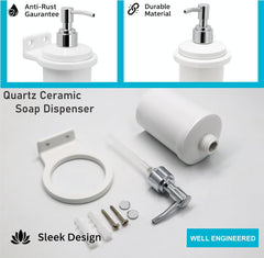 Fossa Classy Soap Dispenser for Bathroom & Kitchen – Wall Mounted Dispenser for Hand Wash & Face Wash | Ceramic Body White (Glossy Finish) - Fossa Home 