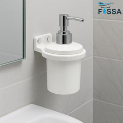 Fossa Classy Soap Dispenser for Bathroom & Kitchen – Wall Mounted Dispenser for Hand Wash & Face Wash | Ceramic Body White (Glossy Finish) - Fossa Home 