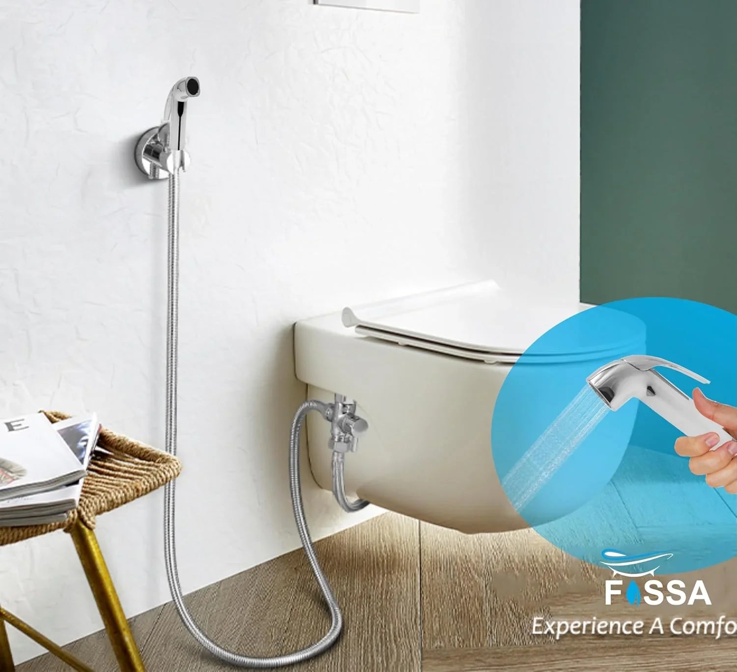 Fossa Health Faucet Bidet Sprayer for Toilet, Handheld Sprayer Cloth Diaper Sprayer Set - ABS (Chrome Finish) | (with Hose Pipe & Hook) - Fossa Home 