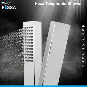 Fossa Hexa Square ABS Hand-Held Shower with 1.5 Mtr Hose Pipe and Wall Hook for Bathroom, High Pressure Shower Set Chrome Finish (Hand Shower Set) - Fossa Home 