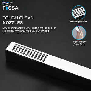 Fossa Hexa Square ABS Hand-Held Shower with 1.5 Mtr Hose Pipe and Wall Hook for Bathroom, High Pressure Shower Set Chrome Finish (Hand Shower Set) - Fossa Home 