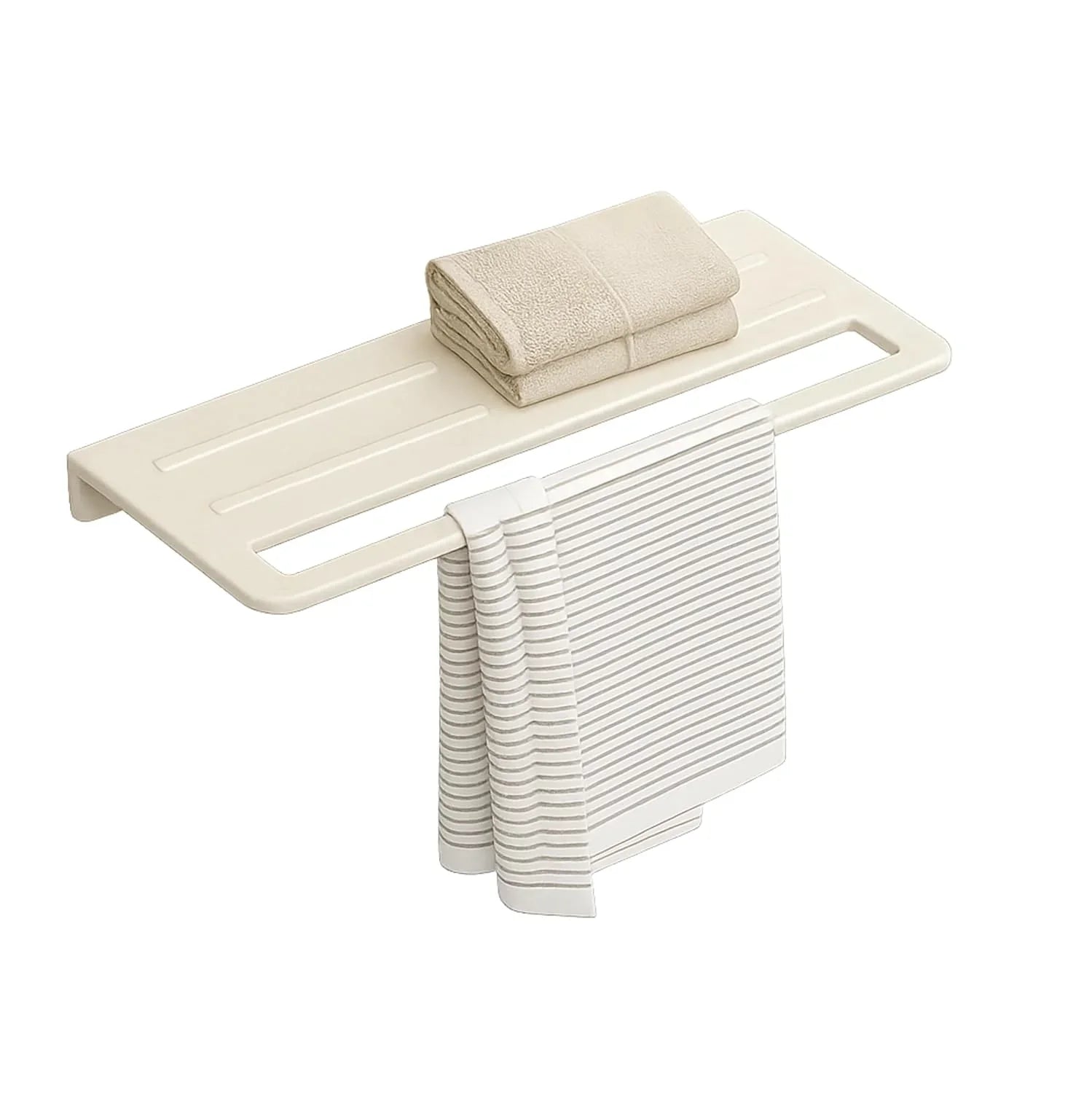 Fossa Space-Saving Wall Mounted Towel Shelf – Foldable Chrome Towel, Durable Bathroom Accessories, Rust Resistant & Stylish Bathroom Fittings | Ivory (Quartz Ceramic) - Fossa Home 