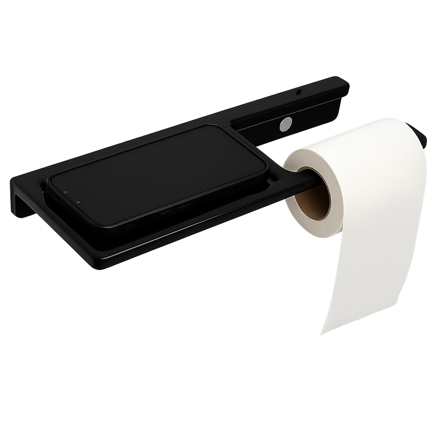 Fossa Toilet Paper Holder with Mobile Stand – Wall Mounted, No Sharp Edges, Rust & Fade Resistant | Sleek Toilet Holder for Small Bathrooms & Modern Décor | White (Quartz Ceramic) - Fossa Home 