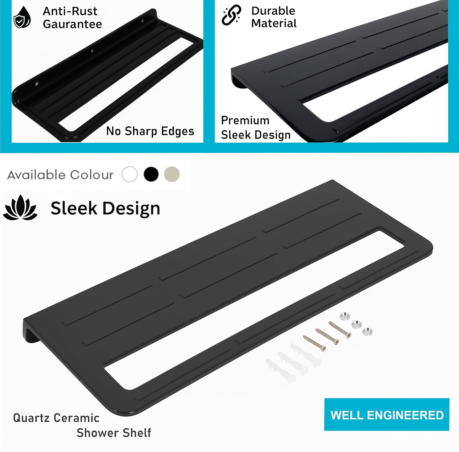 Towel Rack with Towel Holder Towel Hanger for Bathroom Napkin Stand for Bathroom Accessories Wall-Mount Towel Holder Glossy Finish (Black) - Fossa Home 