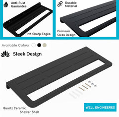 Towel Rack with Towel Holder Towel Hanger for Bathroom Napkin Stand for Bathroom Accessories Wall-Mount Towel Holder Glossy Finish (Black) - Fossa Home 