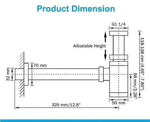 Fossa Steel Bottle Trap for Wash basins | Bottle Trap With Wall Flange and 12 Inches Pipe | Chrome Finish SBT-101 - Fossa Home 