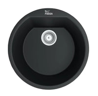 Fossa 18"x18"x08" Inch Round Bar Sink, Thicken Single Bowl Kitchen Sinks, Quartz German Engineered Technology Kitchen Sink Easy-to-Clean Sink for Outdoor Indoor Catering Restaurant Hospital (Black) - Fossa Home 