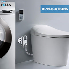 Fossa Brass 2 in 1 Angle Wall Mount Two Out Water Cleaning Sprayer Angle cock with Flange Chrome Finish for Bathroom Wash Basin Toilet (Silver) (Compact | Pack of 2) - Fossa Home 