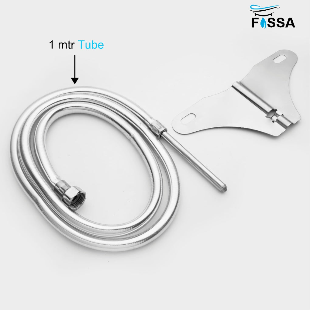 Fossa Stainless Steel Straight Jet Spray with Heavy PVC Hose Pipe 1 Meter for Toilet | Built - in Installation Type Toilet Seat/Commode Spray - Rust - Free, Durable - Fossa Home