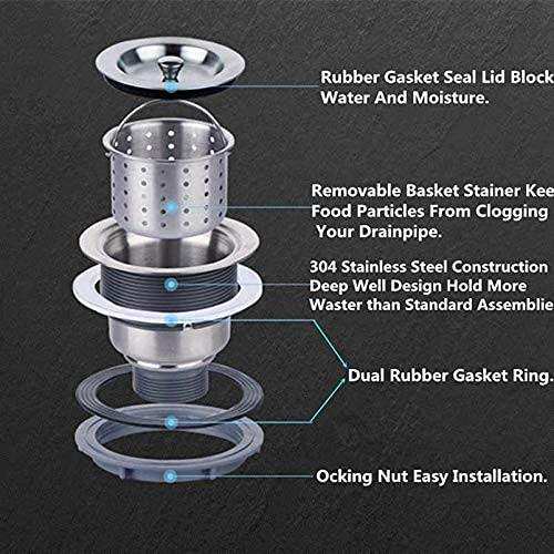 Fossa Stainless Steel Kitchen Sink Drain Waste Coupling 304'' with Under Basket, 4 X 4 - Fossa Home 