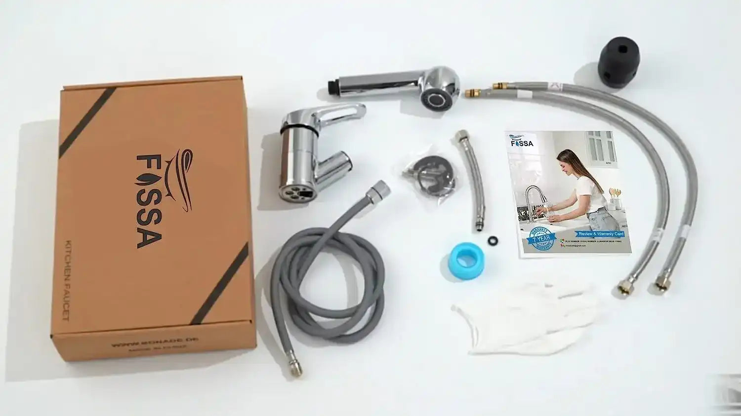 Fossa Extendible Spray Kitchen Tap 360° Swivel Range Sink Mixer Tap Made of Brass Chrome Single Lever Mixer Tap for Kitchen Sink Fossa Home