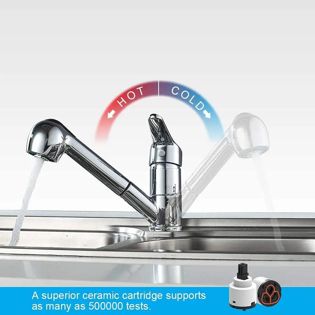 Fossa Extendible Spray Kitchen Tap 360° Swivel Range Sink Mixer Tap Made of Brass Chrome Single Lever Mixer Tap for Kitchen Sink Fossa Home