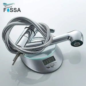 Fossa Extendible Spray Kitchen Tap 360° Swivel Range Sink Mixer Tap Made of Brass Chrome Single Lever Mixer Tap for Kitchen Sink Fossa Home
