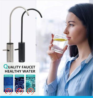 Fossa Opera J Bend RO Tap Kitchen Water Filter Faucet, 100% Lead-Free Drinking Water Faucet Stainless Steel Brushed Nickel Finish (Silver) - Fossa Home 