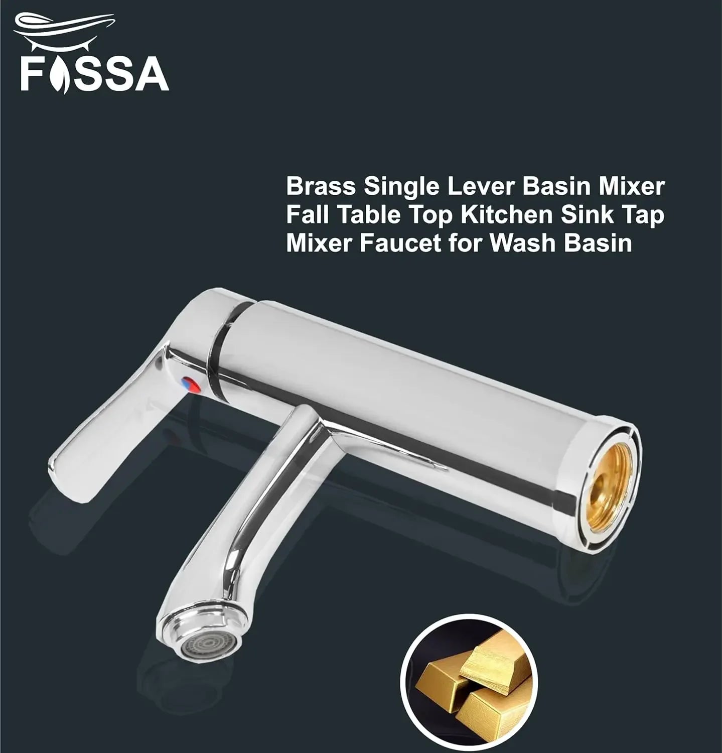 Fossa Brass Single Lever Basin Body Faucets Sink Tap Deck Mounted Washbasin Single Hole Single Handle Mixer Tap Hot & Cold Water Bathroom Accessories ABS Handle Faucet (Chrome Finish) Fossa Home