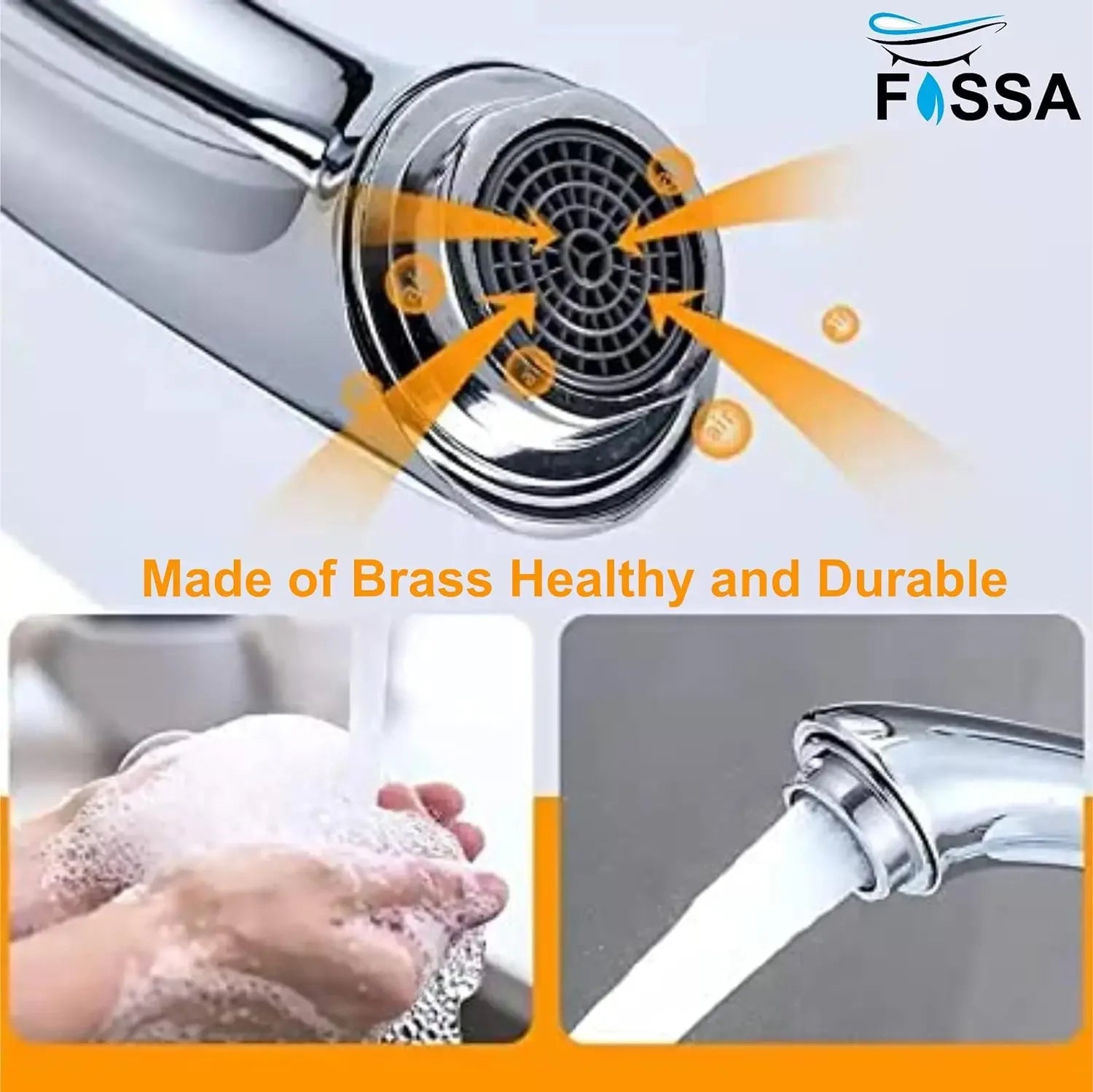 Fossa Brass Single Lever Basin Body Faucets Sink Tap Deck Mounted Washbasin Single Hole Single Handle Mixer Tap Hot & Cold Water Bathroom Accessories ABS Handle Faucet (Chrome Finish) Fossa Home
