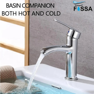 Fossa Brass Single Lever Basin Body Faucets Sink Tap Deck Mounted Washbasin Single Hole Single Handle Mixer Tap Hot & Cold Water Bathroom Accessories ABS Handle Faucet (Chrome Finish) Fossa Home