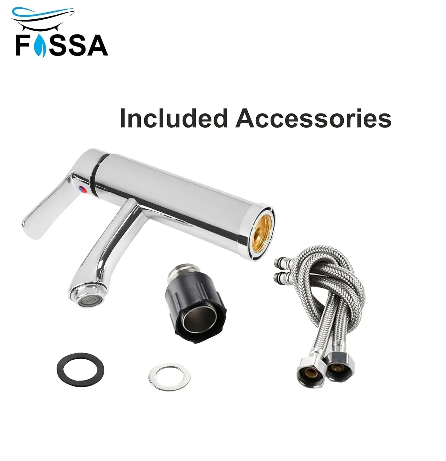 Fossa Brass Single Lever Basin Body Faucets Sink Tap Deck Mounted Washbasin Single Hole Single Handle Mixer Tap Hot & Cold Water Bathroom Accessories ABS Handle Faucet (Chrome Finish) Fossa Home