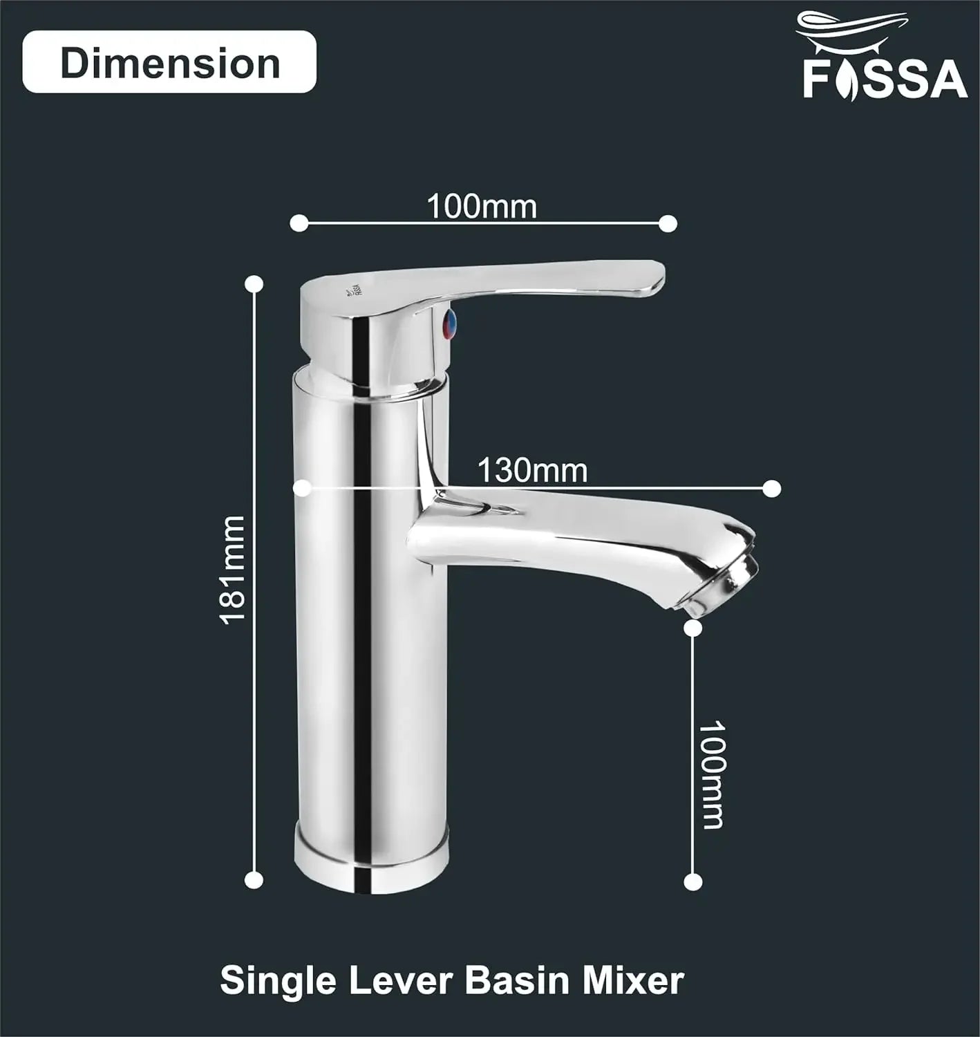 Fossa Brass Single Lever Basin Body Faucets Sink Tap Deck Mounted Washbasin Single Hole Single Handle Mixer Tap Hot & Cold Water Bathroom Accessories ABS Handle Faucet (Chrome Finish) Fossa Home