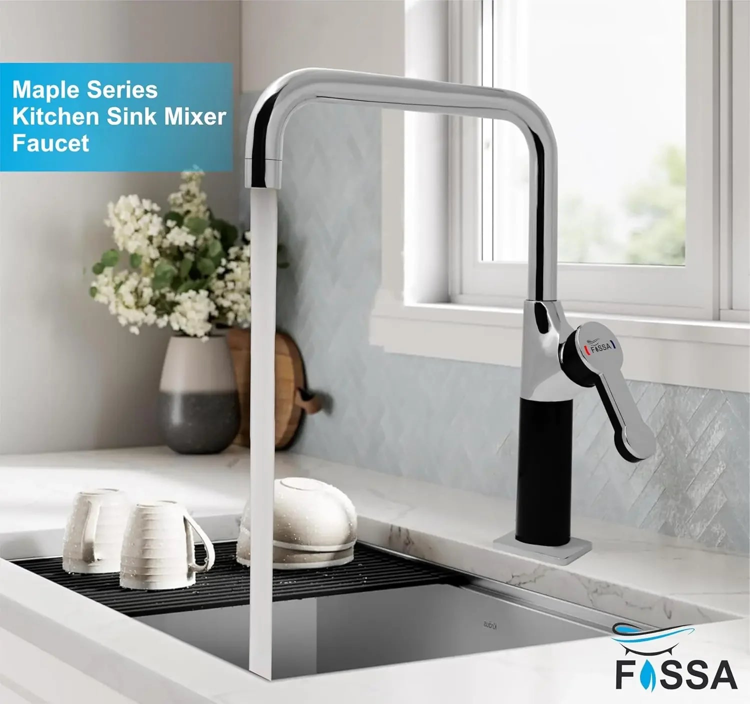 Fossa Italian 15" inch Commercial Single Handle Kitchen Sink Faucet Mixer with Pot Filler in Spot Free Brass/Chrome (Black) Finish, KSM-MB501 Fossa Home