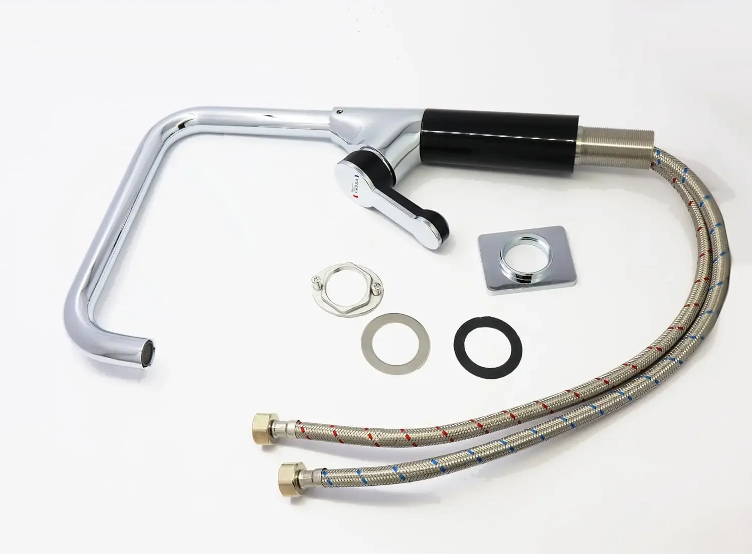 Fossa Italian 15" inch Commercial Single Handle Kitchen Sink Faucet Mixer with Pot Filler in Spot Free Brass/Chrome (Black) Finish, KSM-MB501 Fossa Home