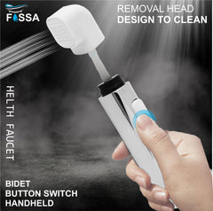 Fossa Krave ABS Dual Function Health Faucet with Stainless Steel 1 Meter Flexible Hose Pipe and Wall Hook, Jet Spray for Toilet Chrome Finish (White) - Fossa Home 