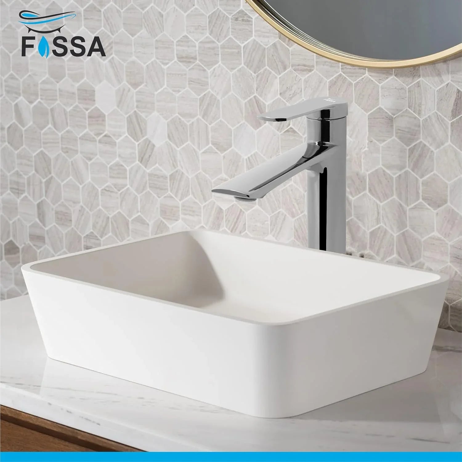 Fossa Olive Extended Body Brass Bathroom Sink Wash Basin Mixer Tap Single Handle Hot & Cold Lavatory Sink Faucet for Living Room & Bathrooms (Chrome) - Fossa Home 