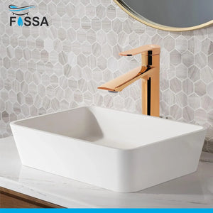 Fossa Olive Extended Body Brass Bathroom Sink Wash Basin Mixer Tap Single Handle Hot & Cold Lavatory Sink Faucet for Living Room & Bathrooms (Rose Gold) - Fossa Home 