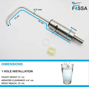 Fossa Opera L Bend RO Tap Kitchen Water Filter Faucet, 100% Lead-Free Drinking Water Faucet Stainless Steel Brushed Nickel Finish (Silver) Fossa Home