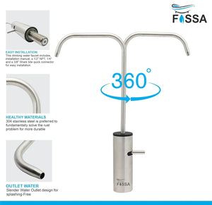 Fossa Opera L Bend RO Tap Kitchen Water Filter Faucet, 100% Lead-Free Drinking Water Faucet Stainless Steel Brushed Nickel Finish (Silver) Fossa Home