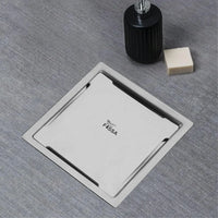 Flair Floor Drain (5 x 5 Inches) Premium Stainlees Steel - Fossa Home 
