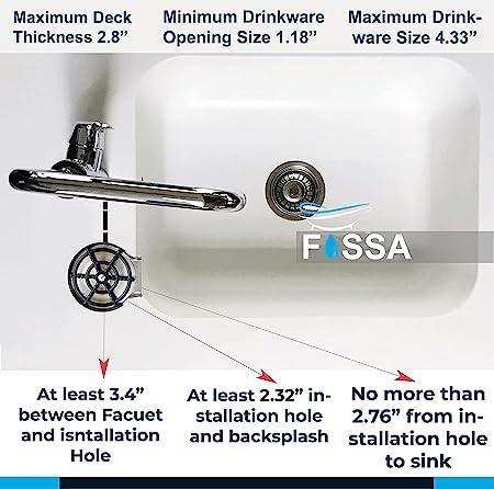 FOSSA Automatic Glass Rinser - Powerful Cup Washer for Kitchen Sink, Stainless Steel Baby Bottle Cleaner Sinks Attachment, Bar Accessories Spray Metal Fossa Home