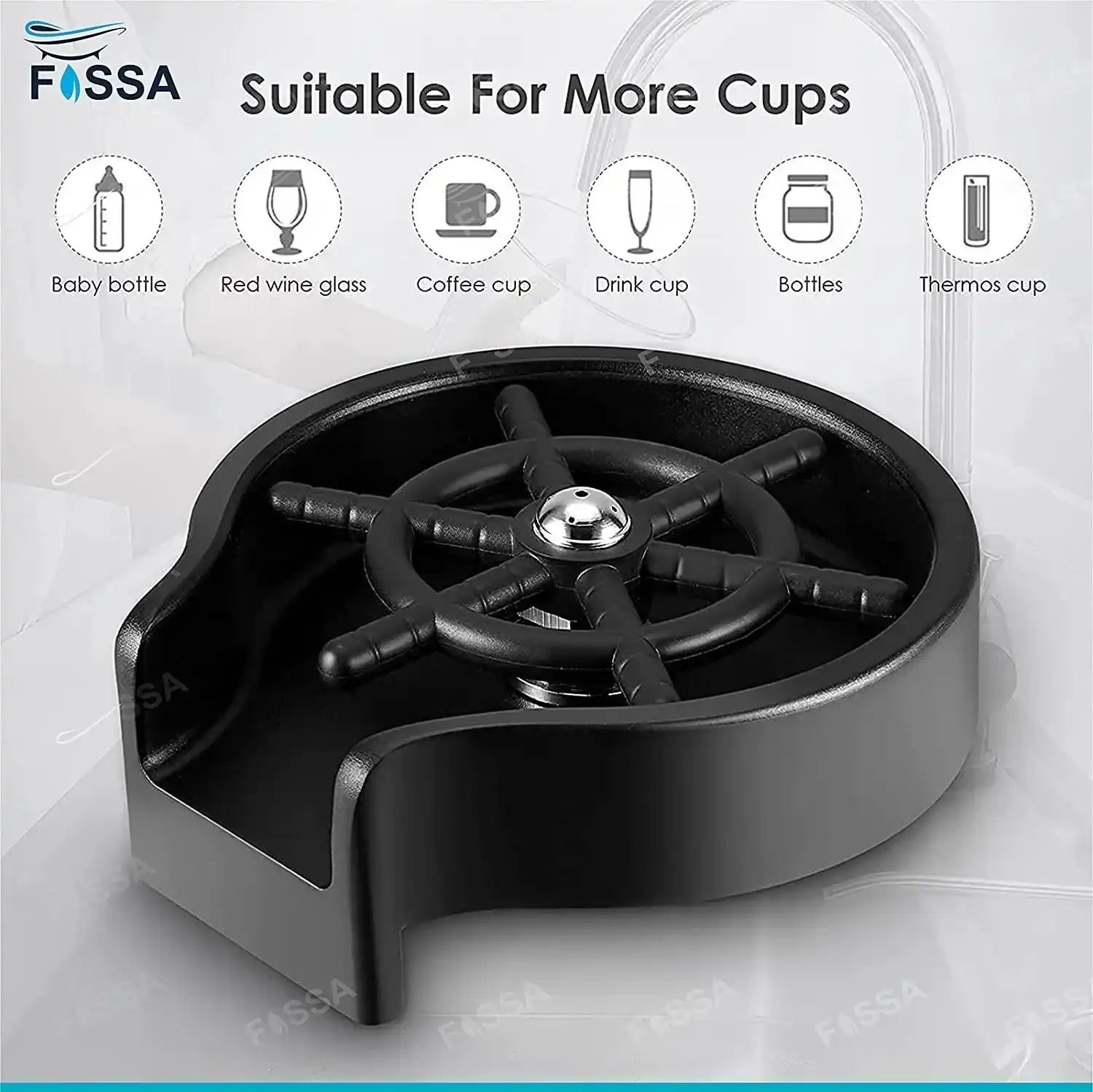 FOSSA Faucet | Glass Rinser for Kitchen Sink, Glass Cleaner for Home Bar| Glass Sink Sprayer | Polished Chrome Fossa Home