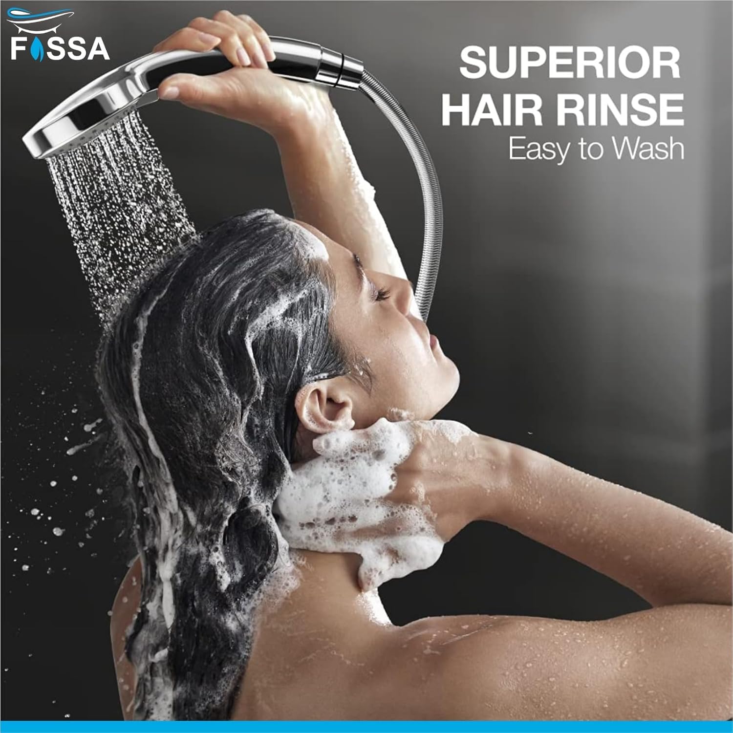 Fossa Alpha Handheld Shower with Holder and 1.5 Mtr Shower Hose Hand Held Showerhead High Pressure Water Saving Hand Shower Head ABS Rain Showerhead, 2 Water Outlet Mode - Fossa Home 