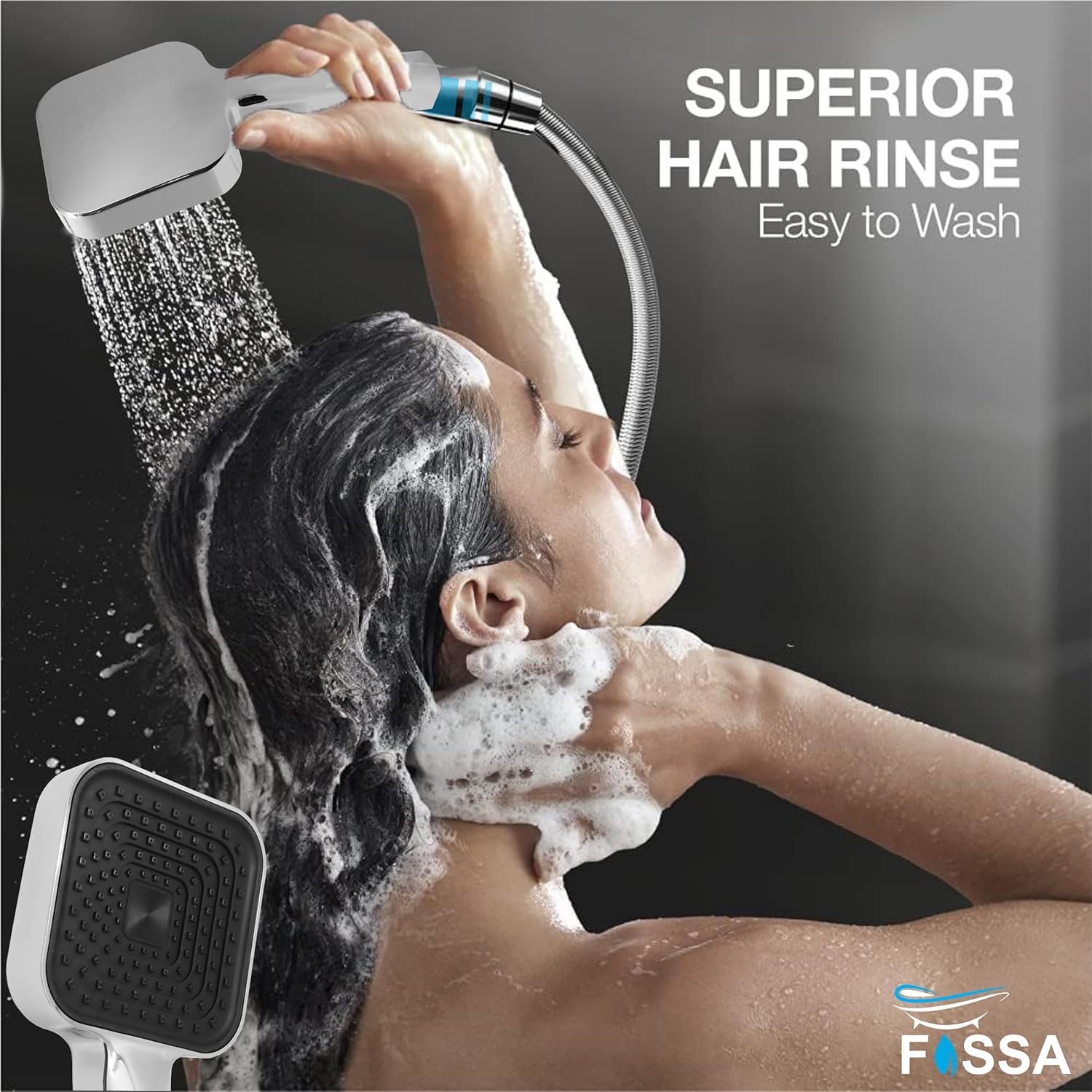 Fossa Alpha Wave Hand Shower – Handheld Shower Head with 2 Spray Modes, ABS Body, | Chrome Finish for Modern Bathrooms only hand shower - Fossa Home 