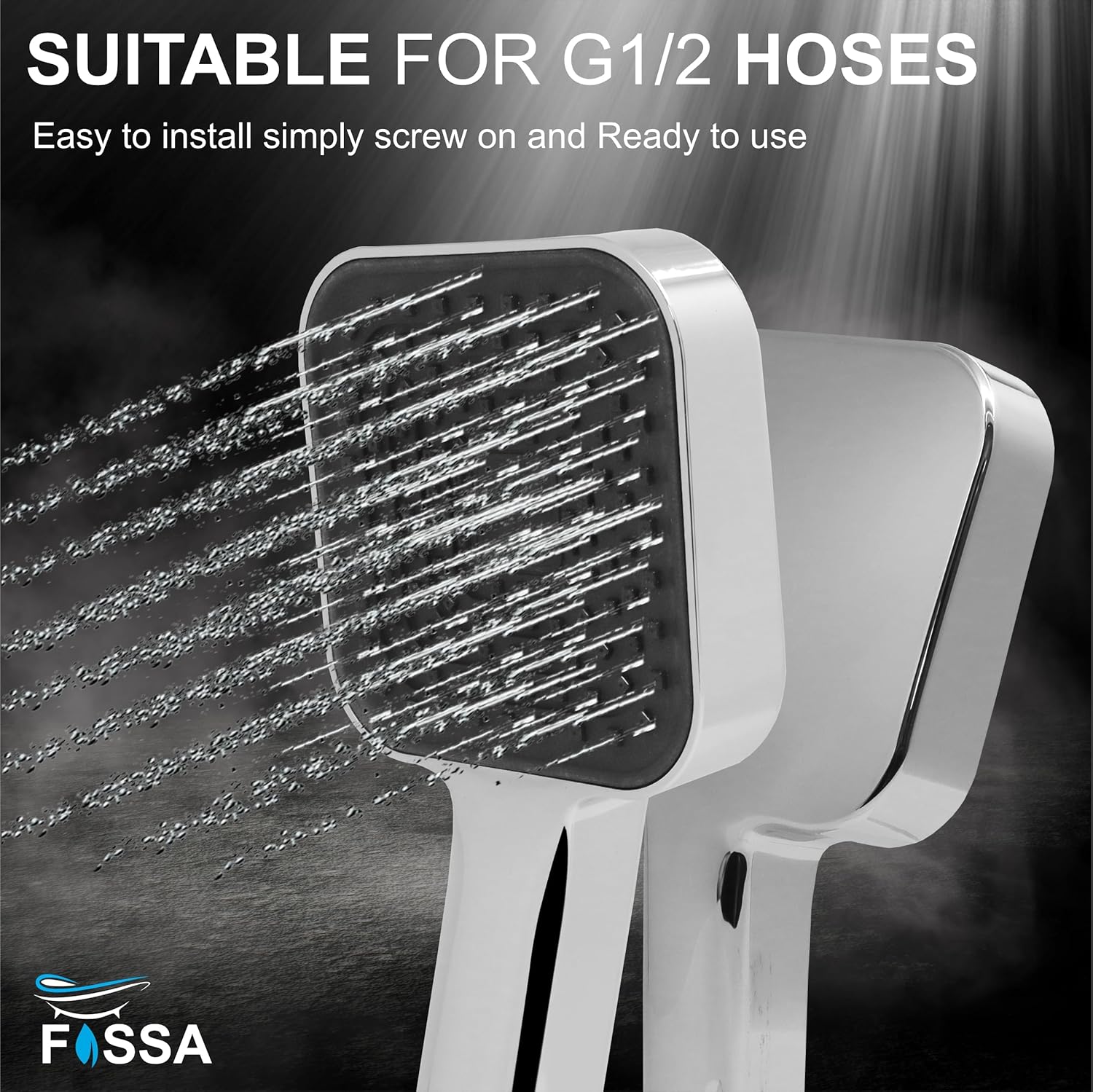 Fossa Alpha Wave Hand Shower – Handheld Shower Head with 2 Spray Modes, ABS Body, | Chrome Finish for Modern Bathrooms only hand shower - Fossa Home 